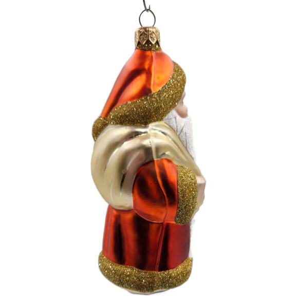 Patricia Breen Santa Claus and Teddy Orange Gold Christmas Tree Ornament Full - Picture 6 of 11